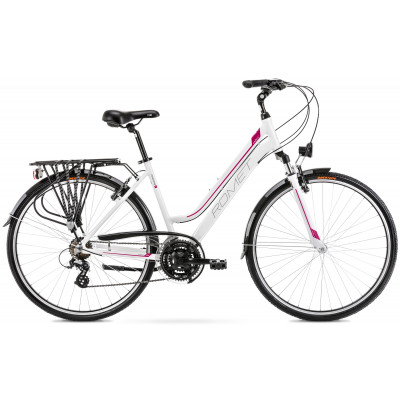 Trekingový bicykel 28" Romet Gazela bielo-ružový hliníkový 17"